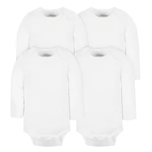 4-Pack Baby Neutral White Long Sleeve Bodysuits Gerber Childrenswea
