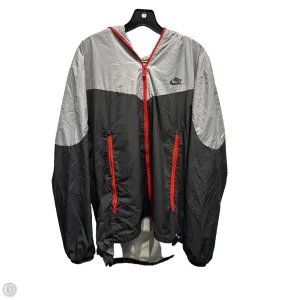 Athletic Jacket By Nike Apparel In Black & Grey, Size: L