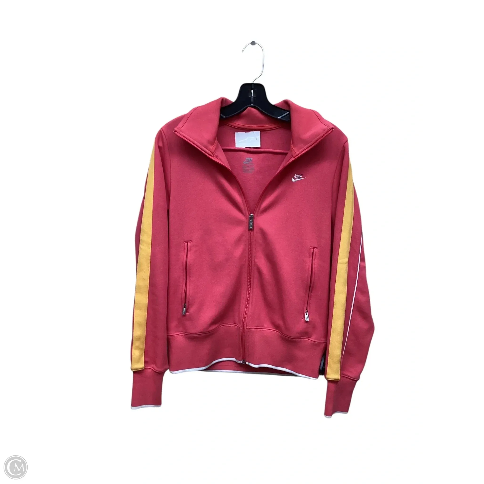 Athletic Jacket By Nike Apparel In Pink & Yellow, Size: M