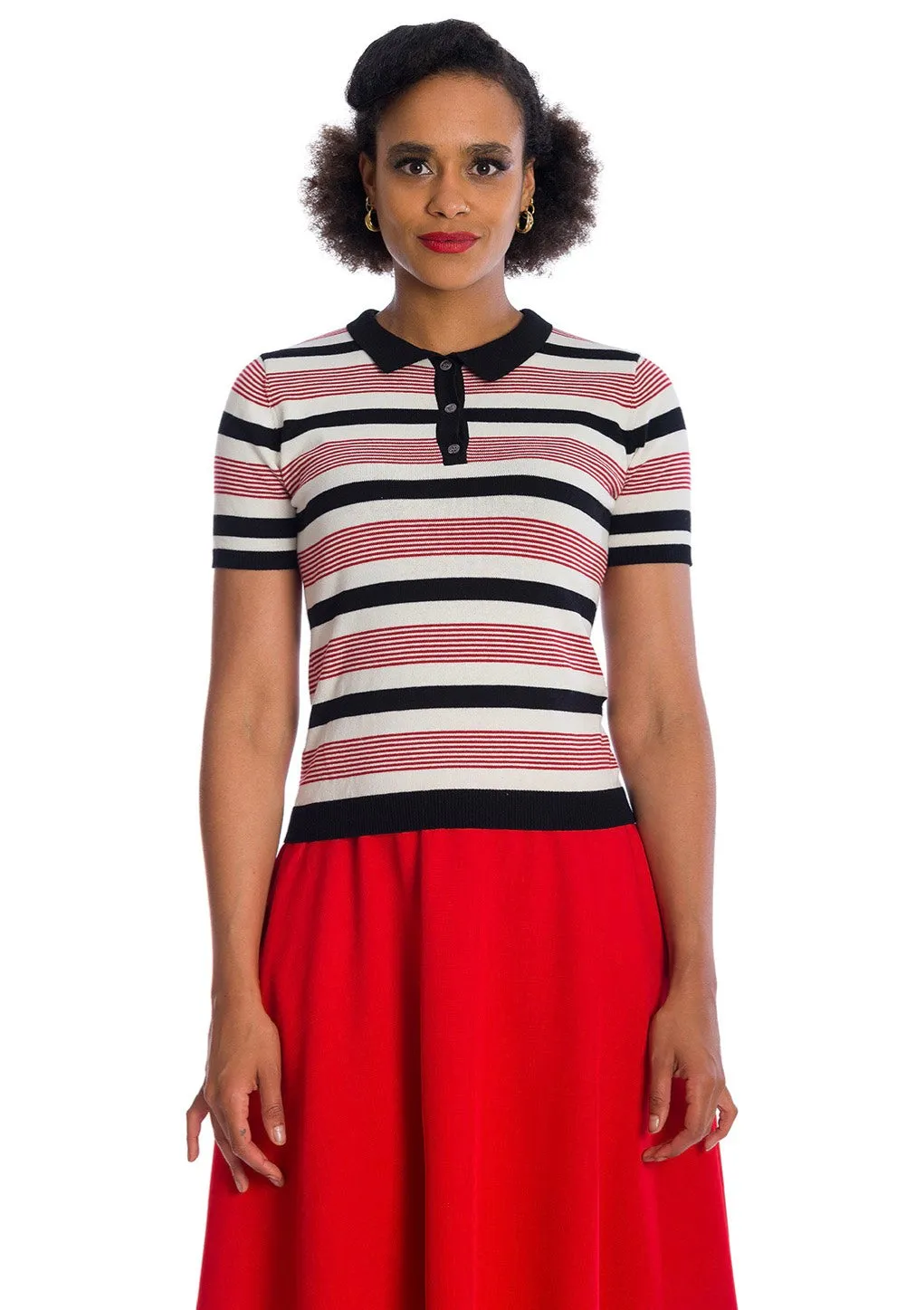 Banned Apparel - Audry Stripe Red - Polo