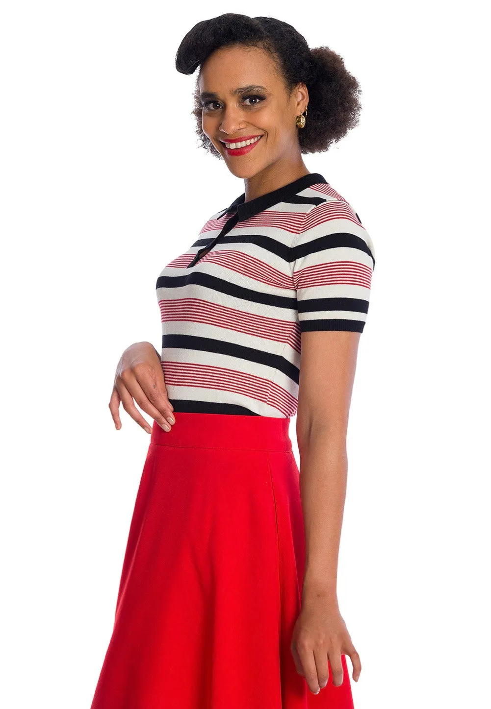 Banned Apparel - Audry Stripe Red - Polo