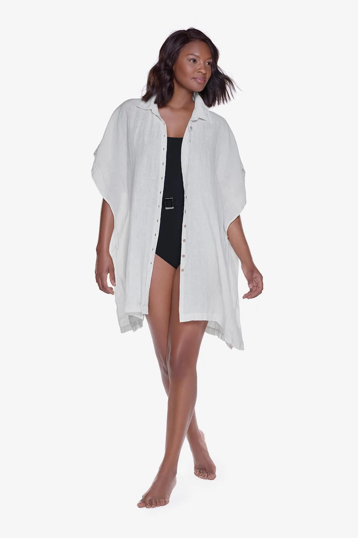 Beach Shirt Cover Up in Ivory