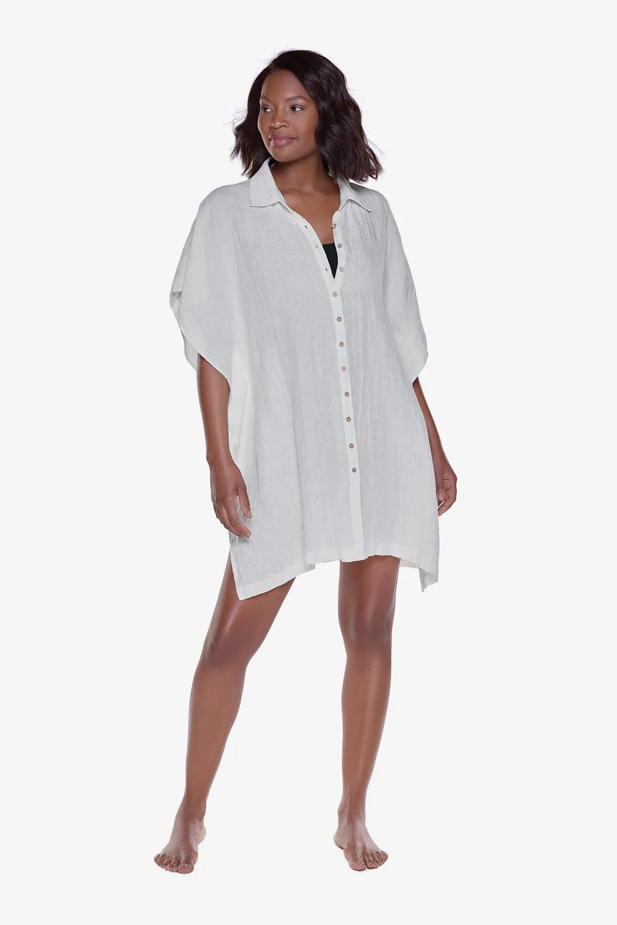 Beach Shirt Cover Up in Ivory