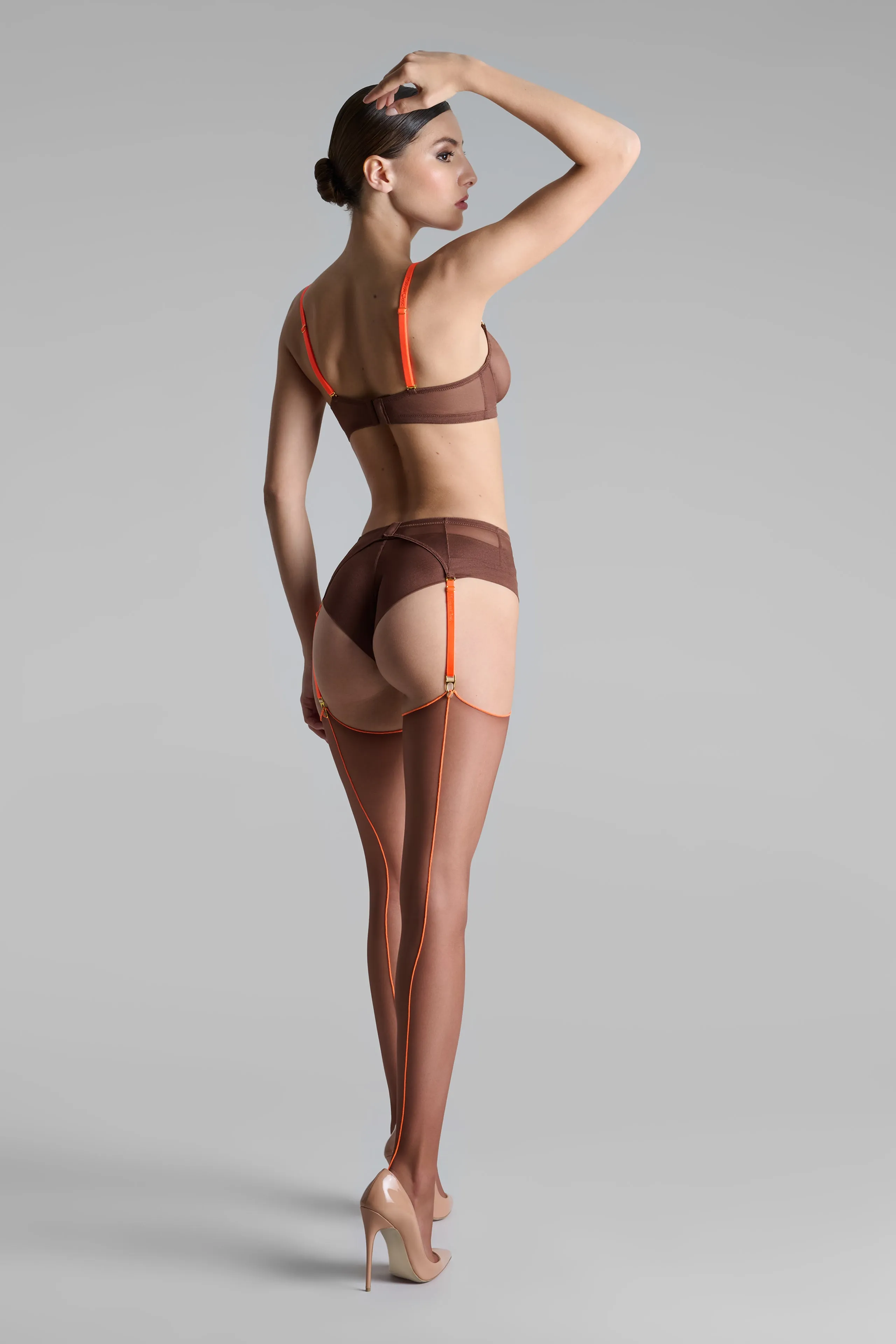 Cut and curled neon seamed stockings - 20D - Les Coquetteries Maison Close