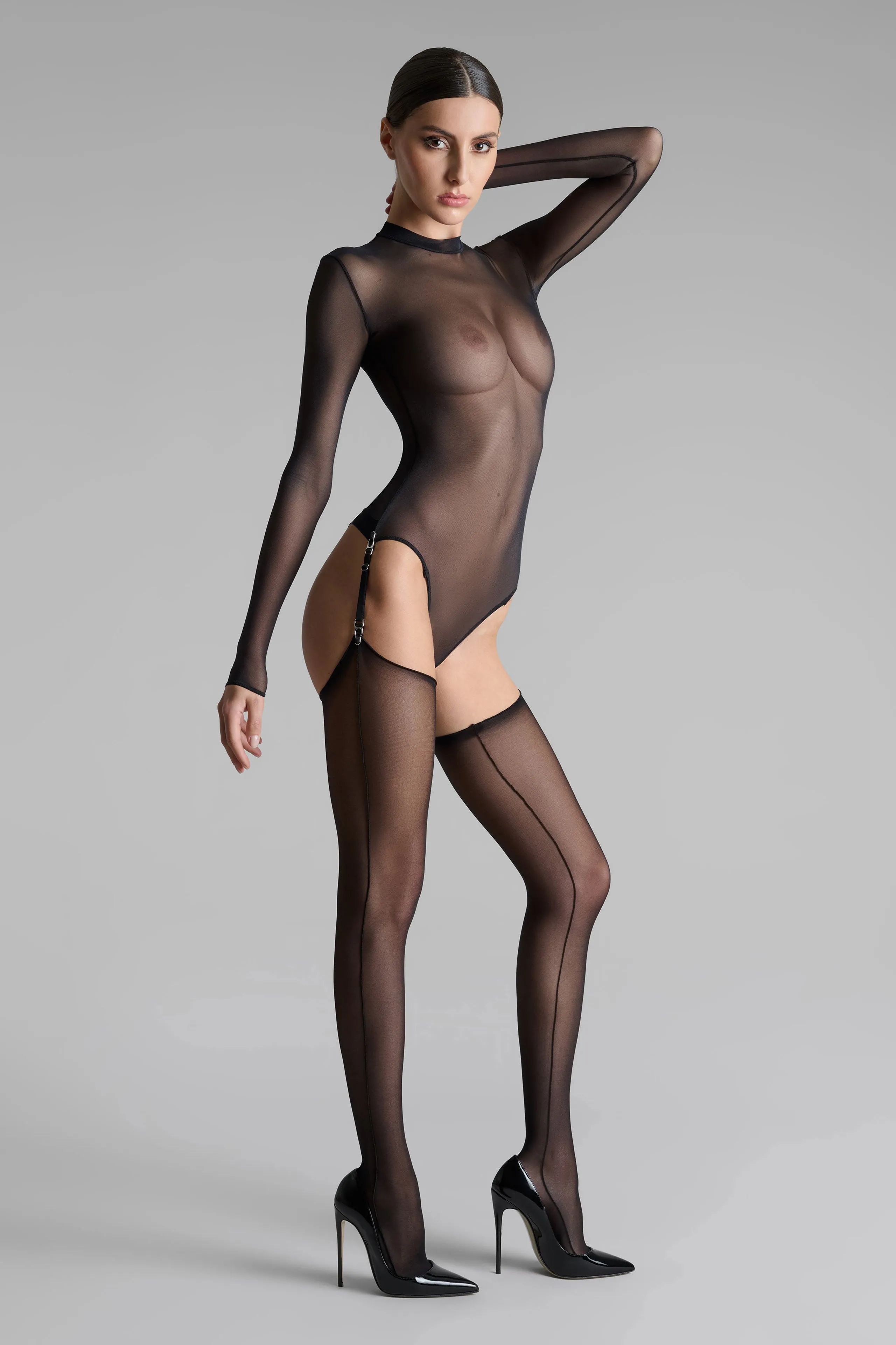 Cut and curled stockings double side seams - 20D - Les Coquetteries Maison Close