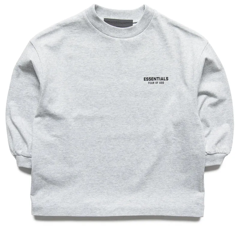 Kids Fear Of God Essentials Jersey L/S Tee - Light Heather Gray