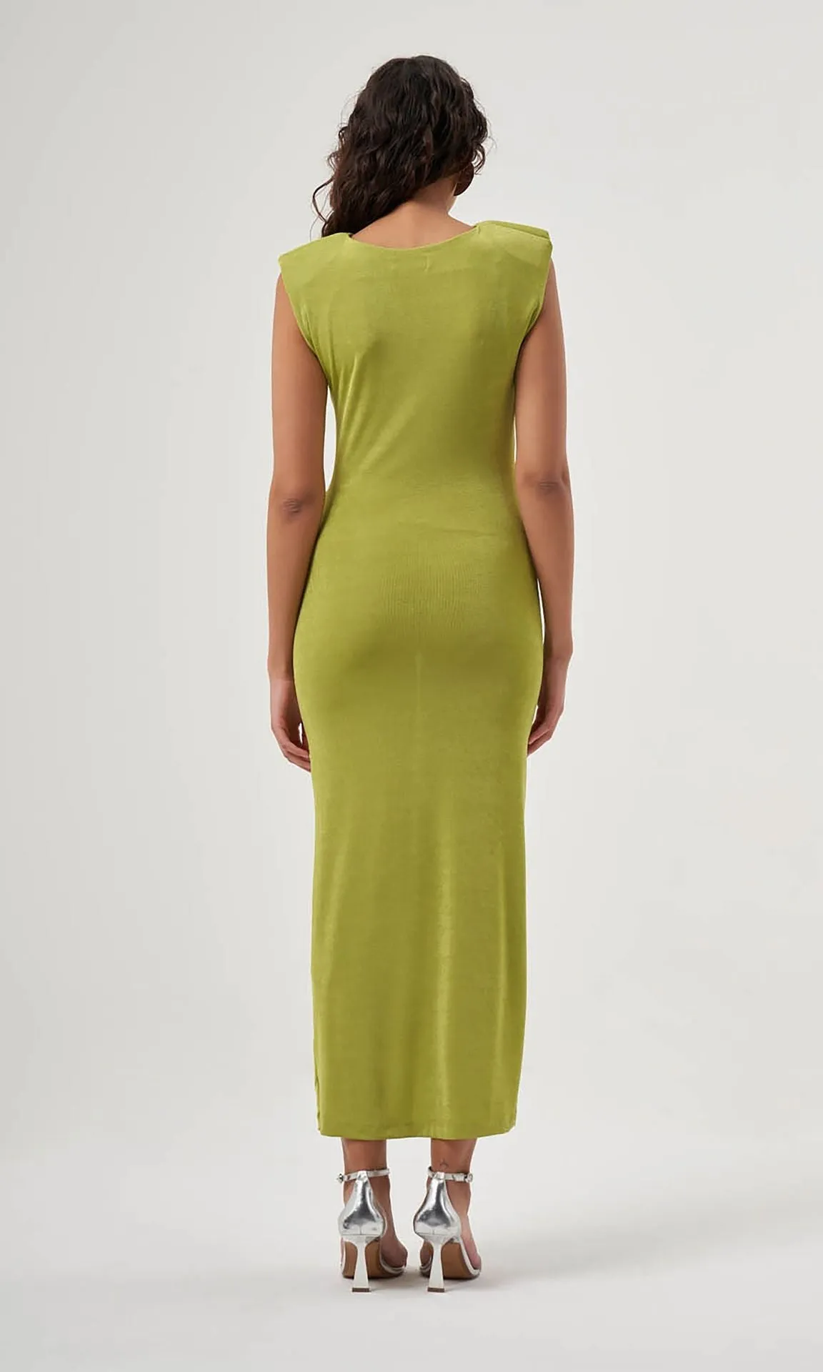 Mzl Sleeveless Gathered Dress Green Apparel