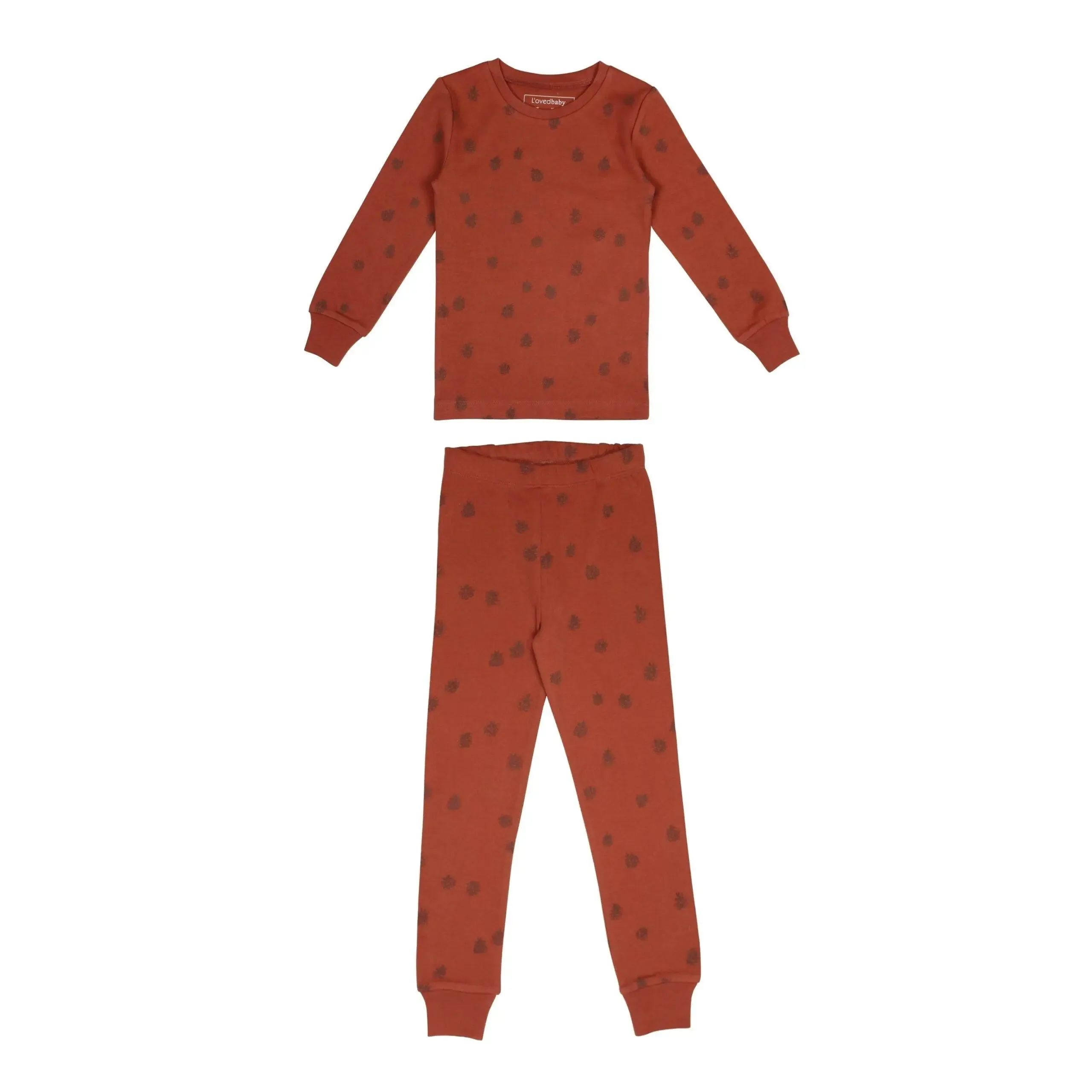 Organic Printed Sweatshirt & Jogger Set in Cinnamon Pinecone | L’ovedbaby